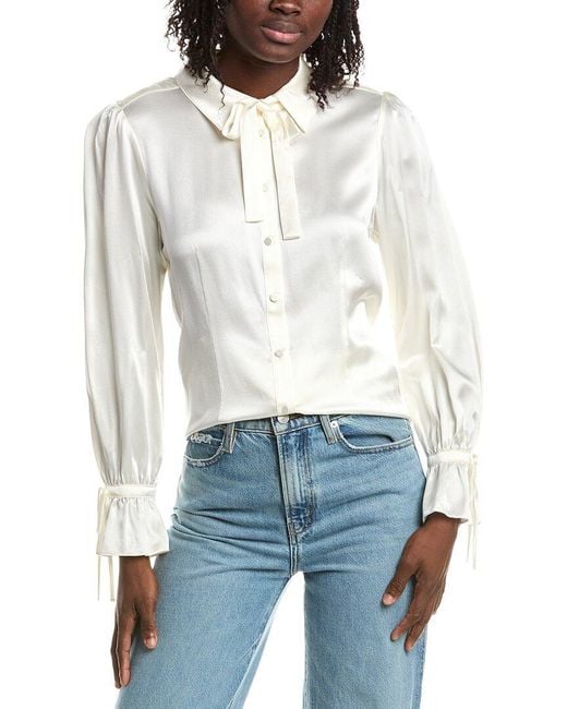 Cinq À Sept White Troyer Silk Top