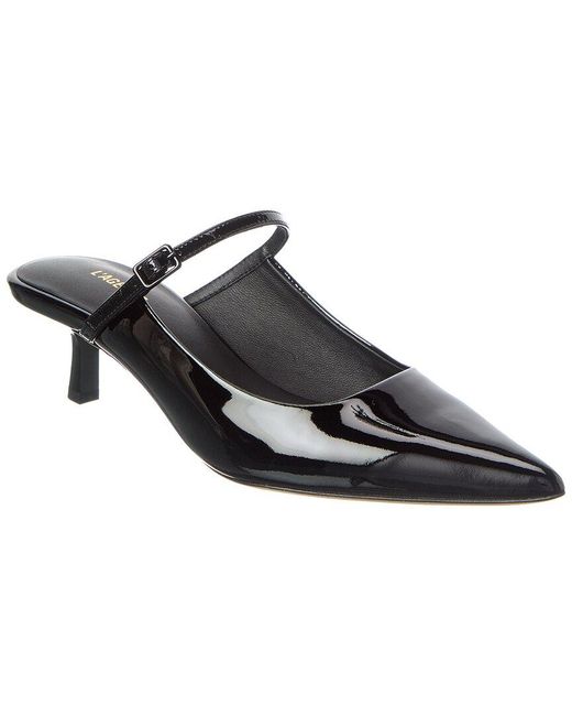 L'Agence Black Edith Patent Mary Jane Strap Mule