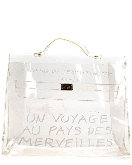 Hermès White Clear Vinyl Kelly Souvenir De L'Exposition (Authentic Pre-Owned)