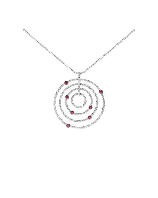 Haus of Brilliance White 18K 2.51 Ct. Tw. Diamond & Ruby Pendant Necklace