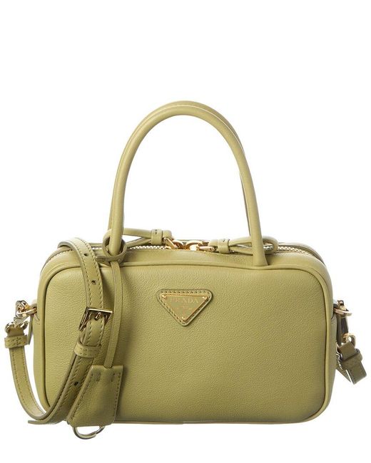 Prada Green Triangle Leather Shoulder Bag