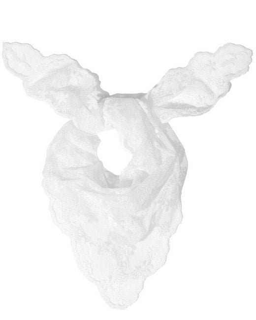 Saachi White Embroidered Lace Bandana