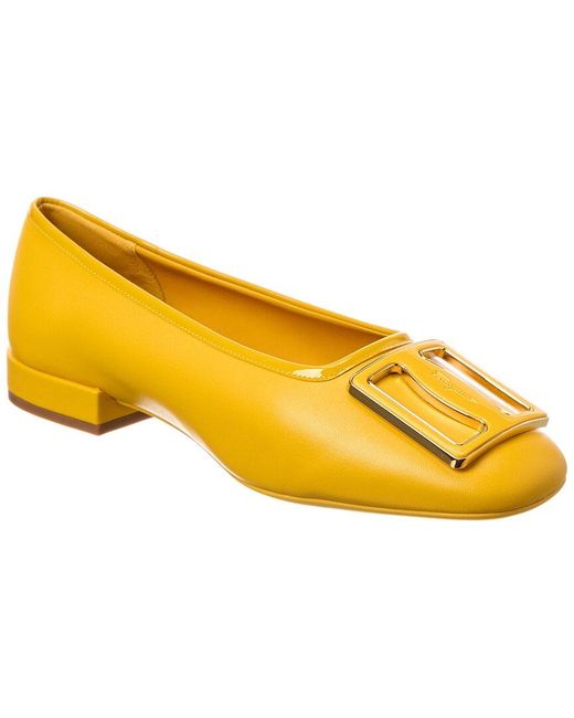 Ferragamo Yellow Myrna Leather Ballerina Flat