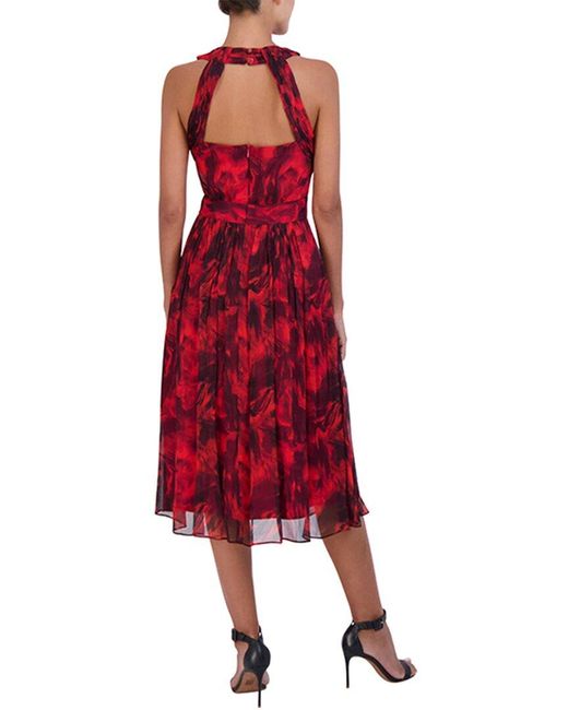BCBGMAXAZRIA Red Halter Sleeveless Cutout Midi Dress