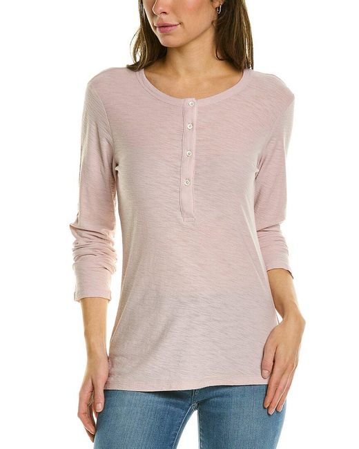 James Perse Gray Jersey Henley Top