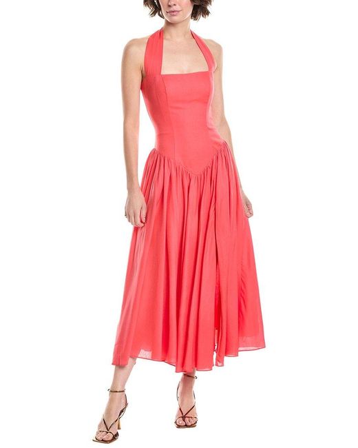 slim fit dress slacks Vix Women's Marbella Plunge Open Back Linen & Cotton Cover-Up Sundress - Black main image 0