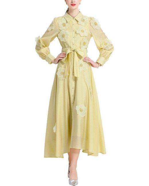 Kaimilan Yellow Embellished Maxi Dress