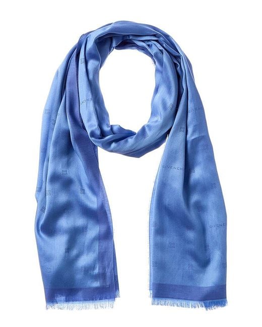 Givenchy Blue Silk-Blend Scarf