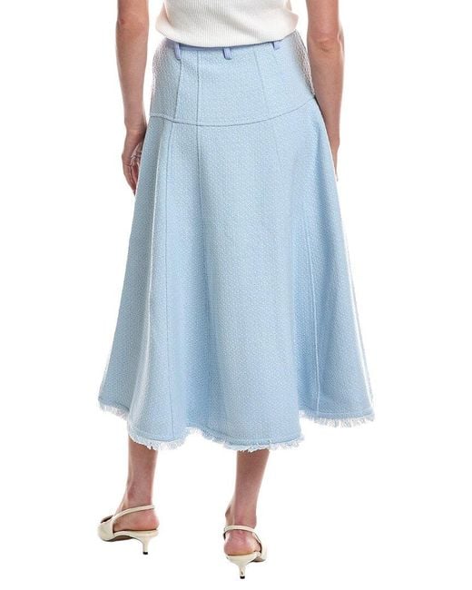 Cinq À Sept Blue Birdseye Tweed Combo Veena Skirt