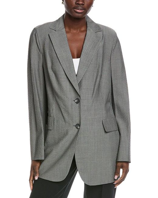 Akris Gray Alvina Wool & Silk-Blend Blazer