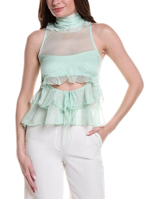 Bardot Blue Cynthia Ruffle Blouse