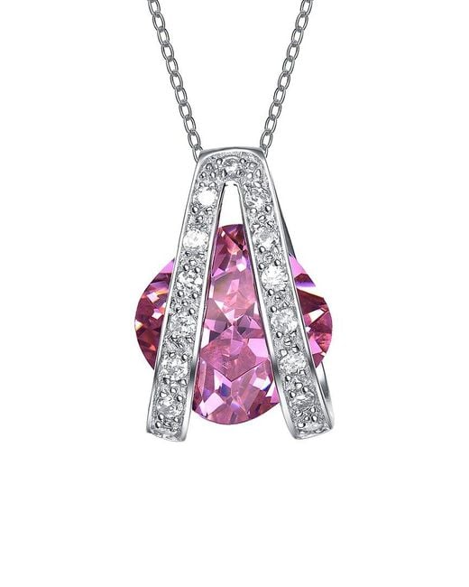 Genevive Jewelry Pink Silver Cz Pendant
