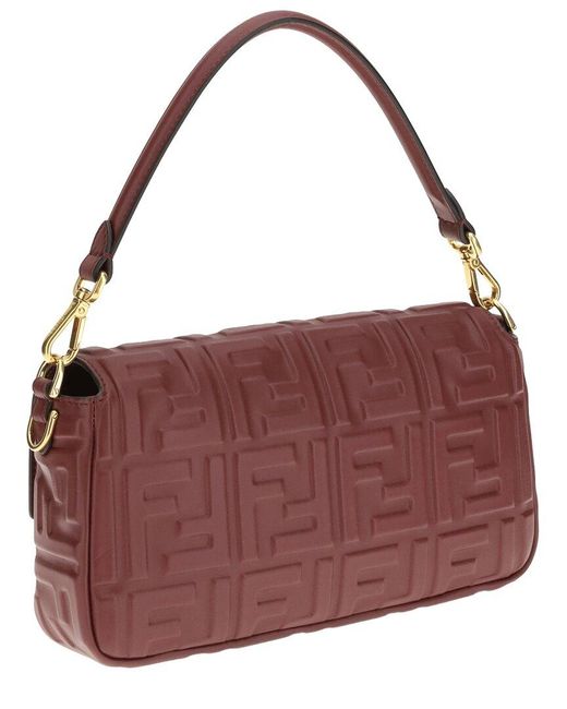 Fendi Purple Baguette Leather Shoulder Bag