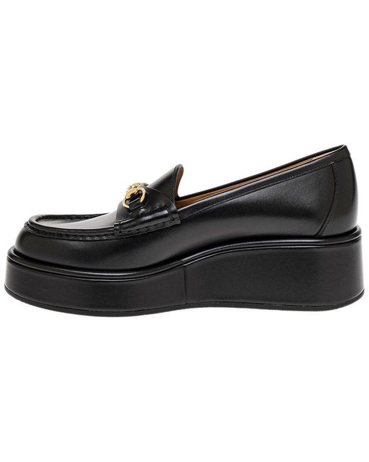 Gucci Black Horsebit Leather Platform Loafer