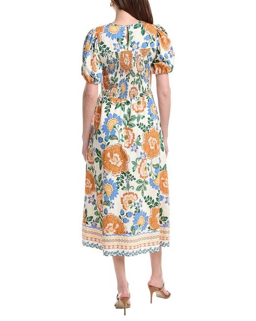 Ellen Tracy White Crinkle Smocked Dress
