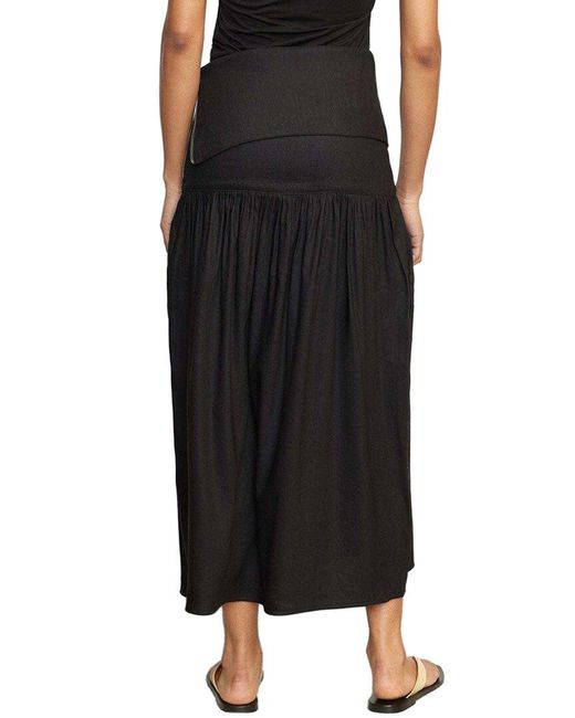 MODERN CITIZEN Black Mako Linen Foldover Zip-Waist Skirt