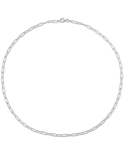 Italian Silver Metallic Fancy Paperclip Chain Necklace
