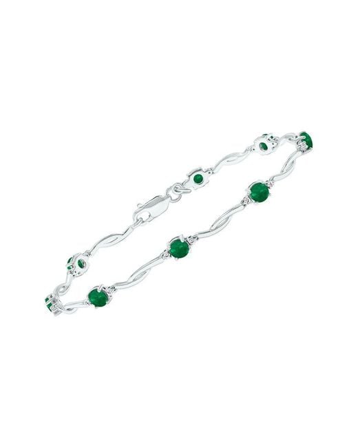 Gemstones Multicolor Gem Spark 1.52 Ct. Tw. Diamond Emerald Tennis Bracelet