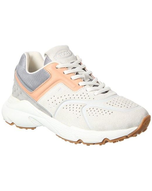 Tod's White Mesh & Suede Sneaker