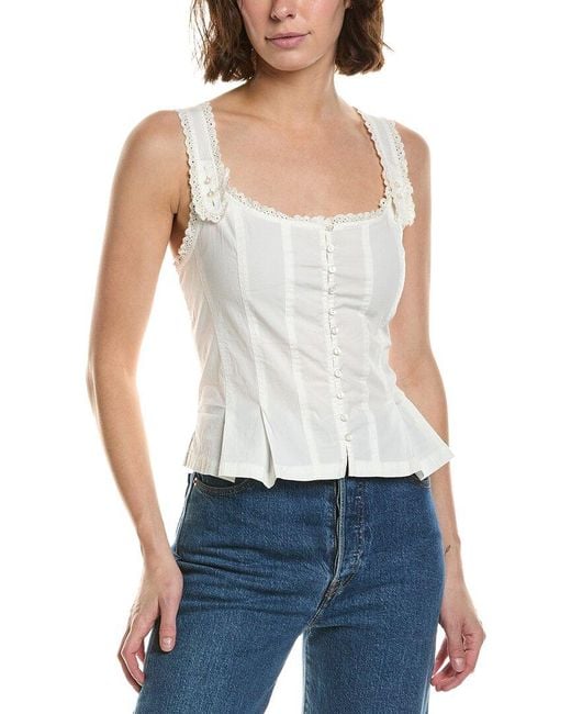 Free People White Bridgette Corset Top