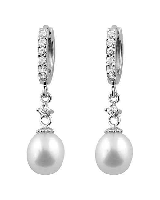 Splendid White Silver 7-7.5mm Freshwater Pearl Earrings