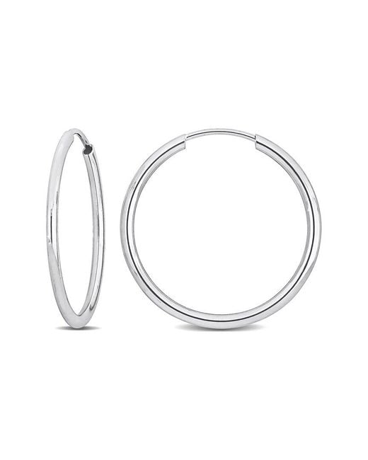 Italian Gold White 14K Hoops