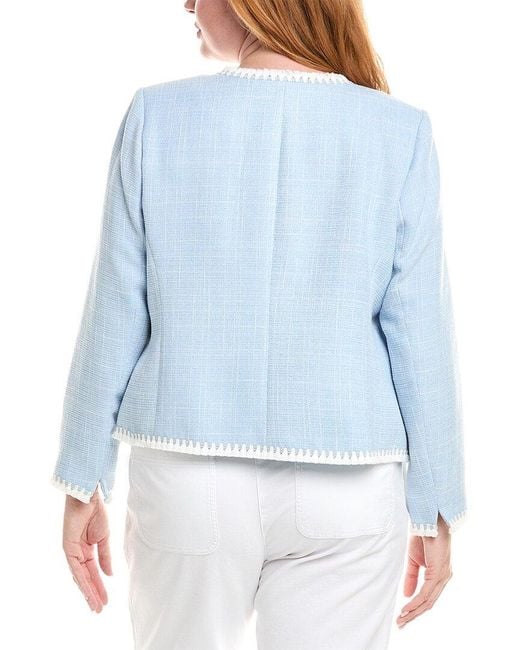 Tahari Blue Plus Tassel Trim Jacket