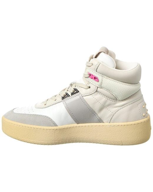 Tod's White Cassetta Leather High-Top Sneaker