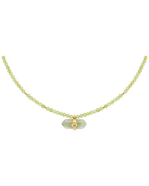 Karma and Luck Metallic Plated Peridot Beaded Necklace