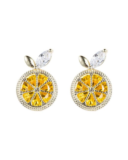 Eye Candy LA Metallic Lemon Squeeze Cz Crystal Stud Earring