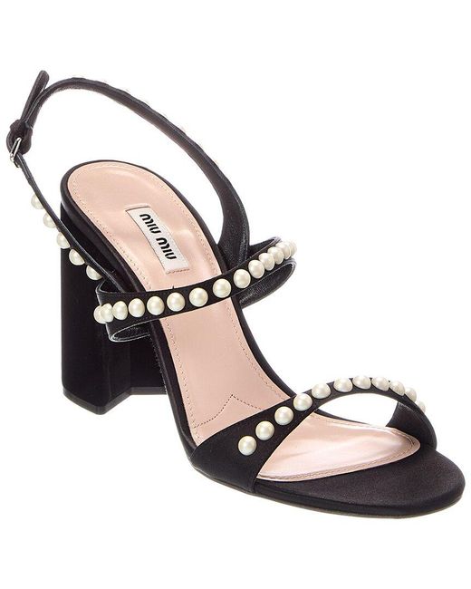 Miu Miu Black Satin & Velvet Sandal