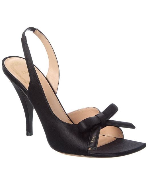 Dior Metallic Bow Satin Slingback Sandal