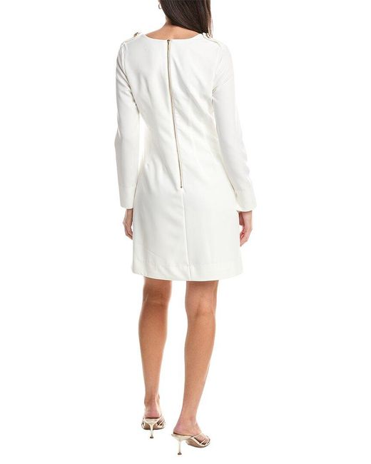 Tahari White Long Sleeve Mini Dress