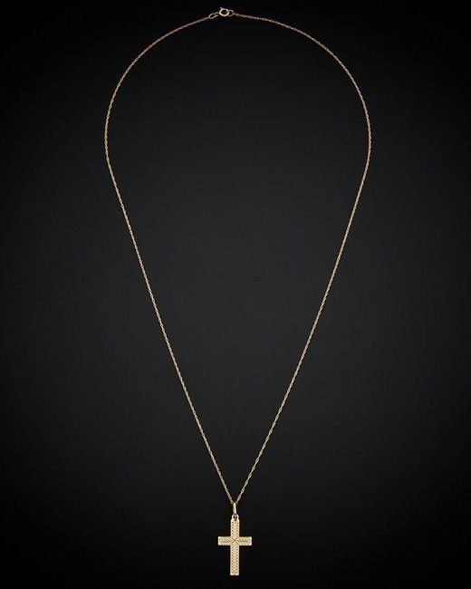 Italian Gold Black 14k Diamond Cut Cross Necklace