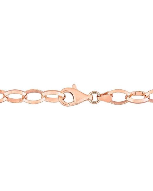 Italian Silver White 18k Rose Gold Over Rolo Chain Bracelet