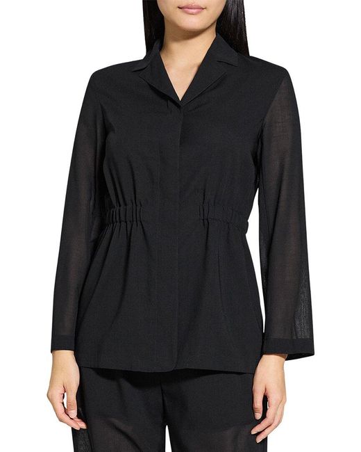 Theory Black Cinch Waist Wool-Blend Jacket