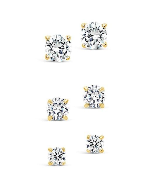 Sterling Forever Metallic 14k Over Silver Cz Earrings