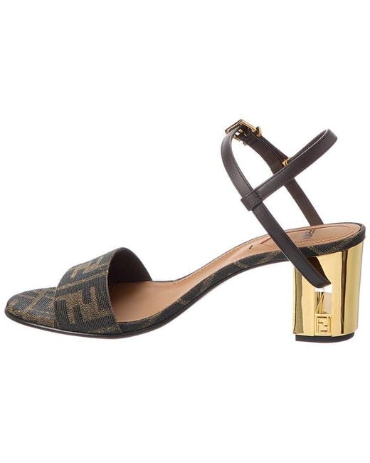 Fendi Metallic Delfina Ff Jacquard & Leather Sandal