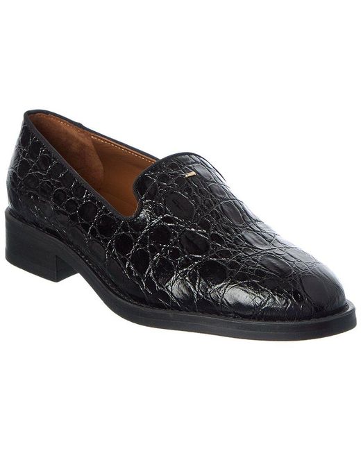 Giuseppe Zanotti Black Lidia 20 Croc-Embossed Leather Loafer