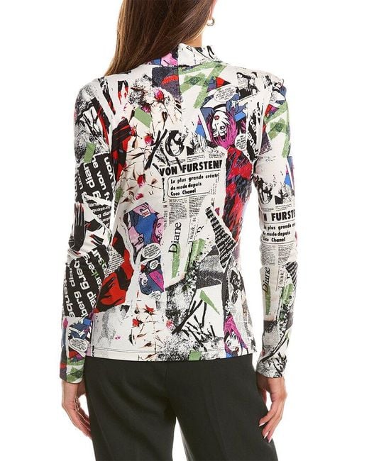 Diane von Furstenberg White Doha Wool-Blend Top
