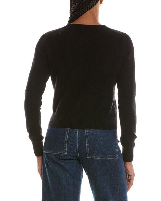 Forte Black Basic Cropped Button 100% Cashmere Cardigan