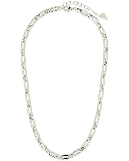 Sterling Forever White Rhodium Plated Elara Bold Paperclip Chain Necklace