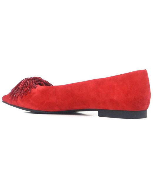 Kenneth Cole Red Natasha Flat Shoes, Leather/Rubber/Suede
