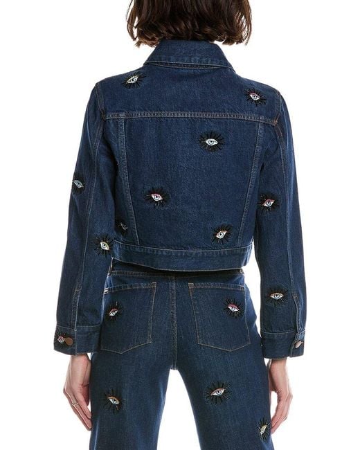 Alice + Olivia Blue Chloe Boxy Cropped Jacket