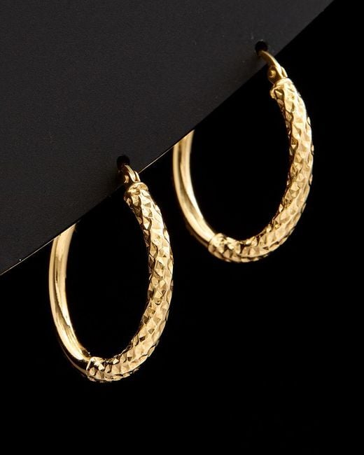 Italian Gold Black 14k Diamond-cut Hoops