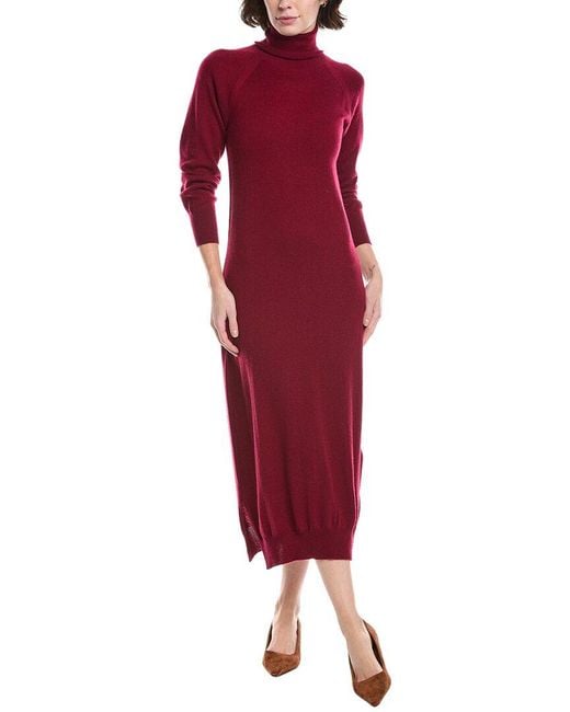 Brodie Cashmere Red Turtleneck Wool & Cashmere-Blend Sweaterdress