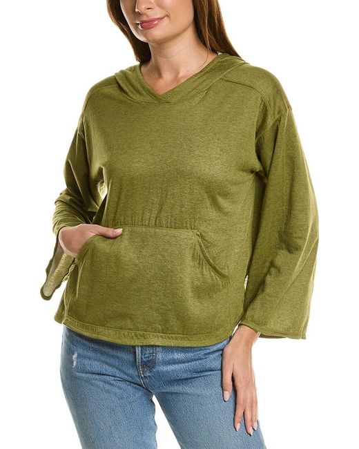 Max Studio Green Long Bubble Sleeve Pullover