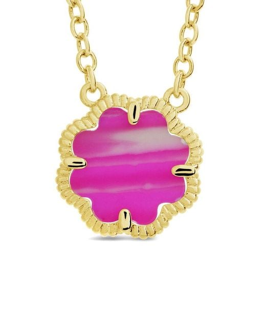 Sterling Forever Multicolor 14K Plated Rose Petal Pendant Necklace