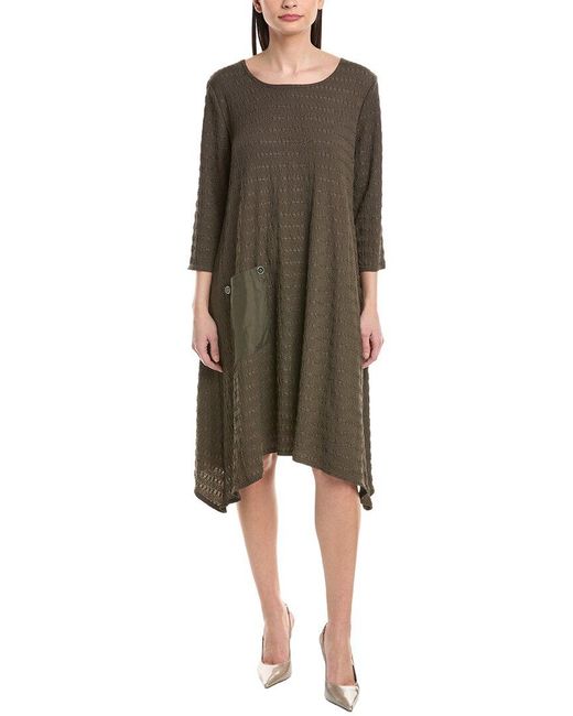 Joseph Ribkoff Green Textured Midi Dress