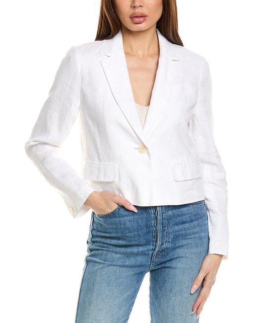 Madewell White Cropped Linen Blazer
